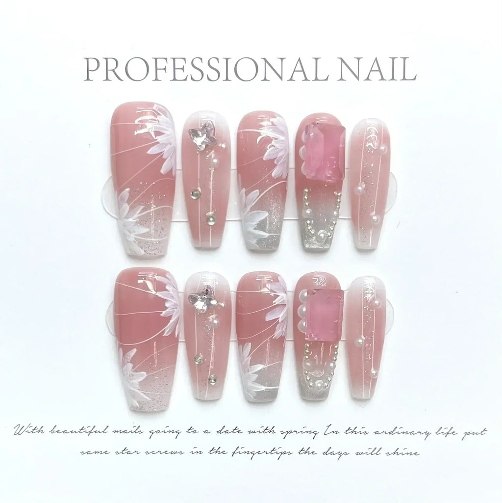 24pcsBlack Handmade Press on Nails