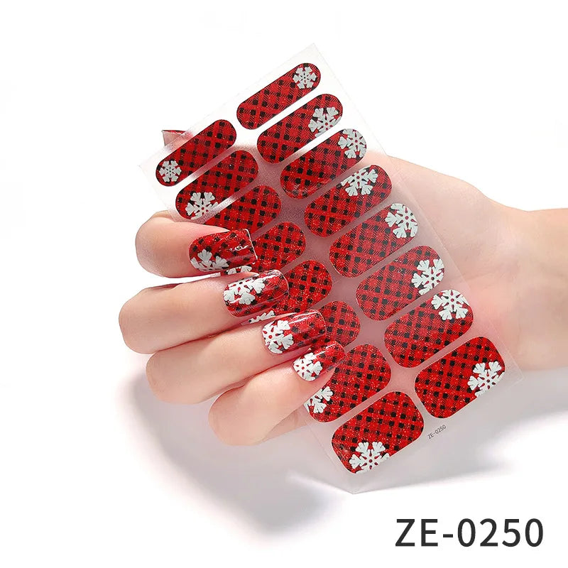 14Tips DIY Glitter Bake Free Gel Nail Stickers Stripe