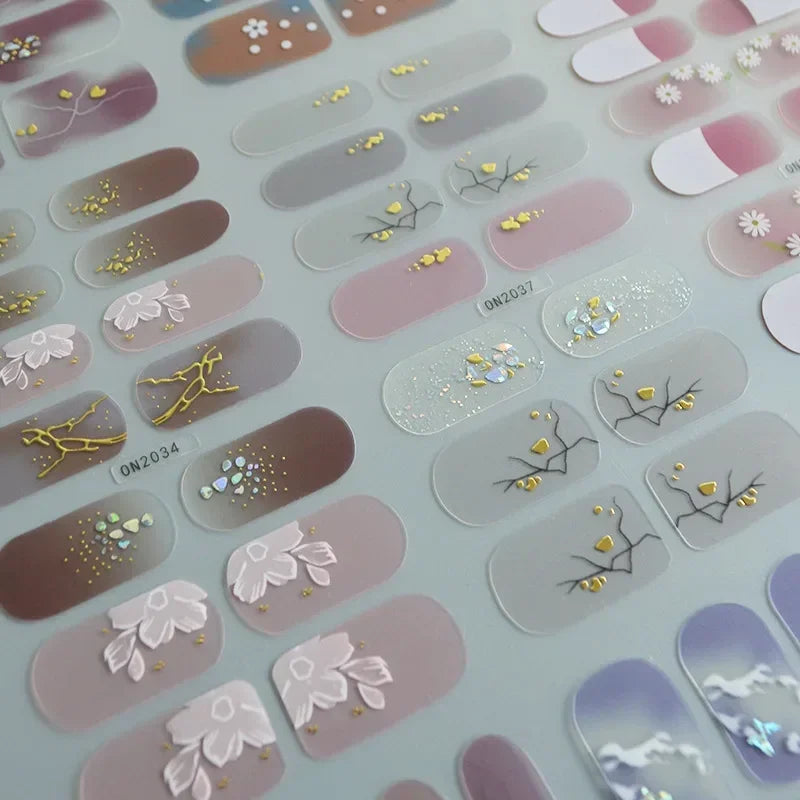 3D Flowers Gradient Color Adhesive Gel Nail Stickers