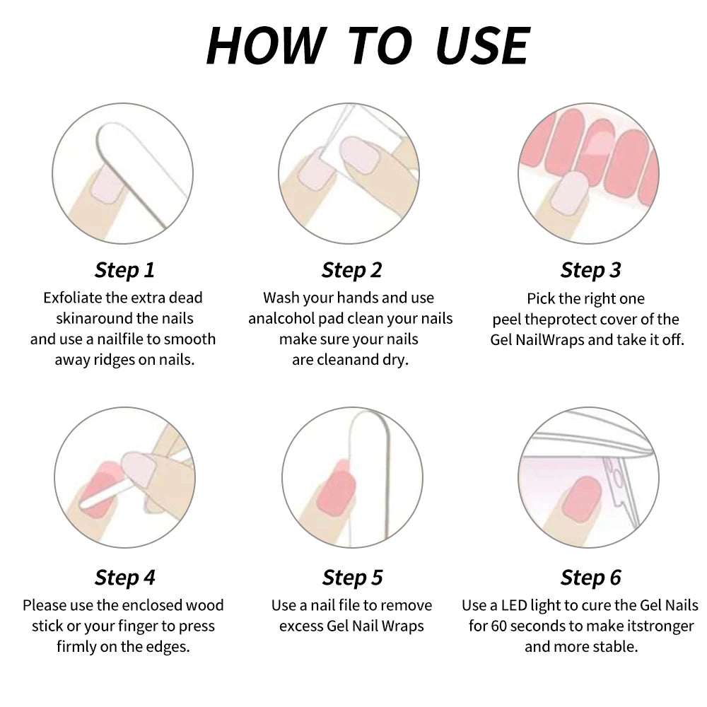 Red Semi Cured Gel Nail Stickers