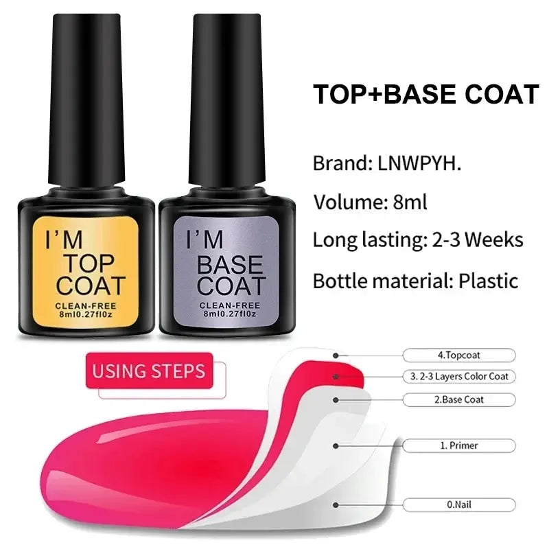 UV Led Gel Varnish Soak Off Nail Top Coat Kit