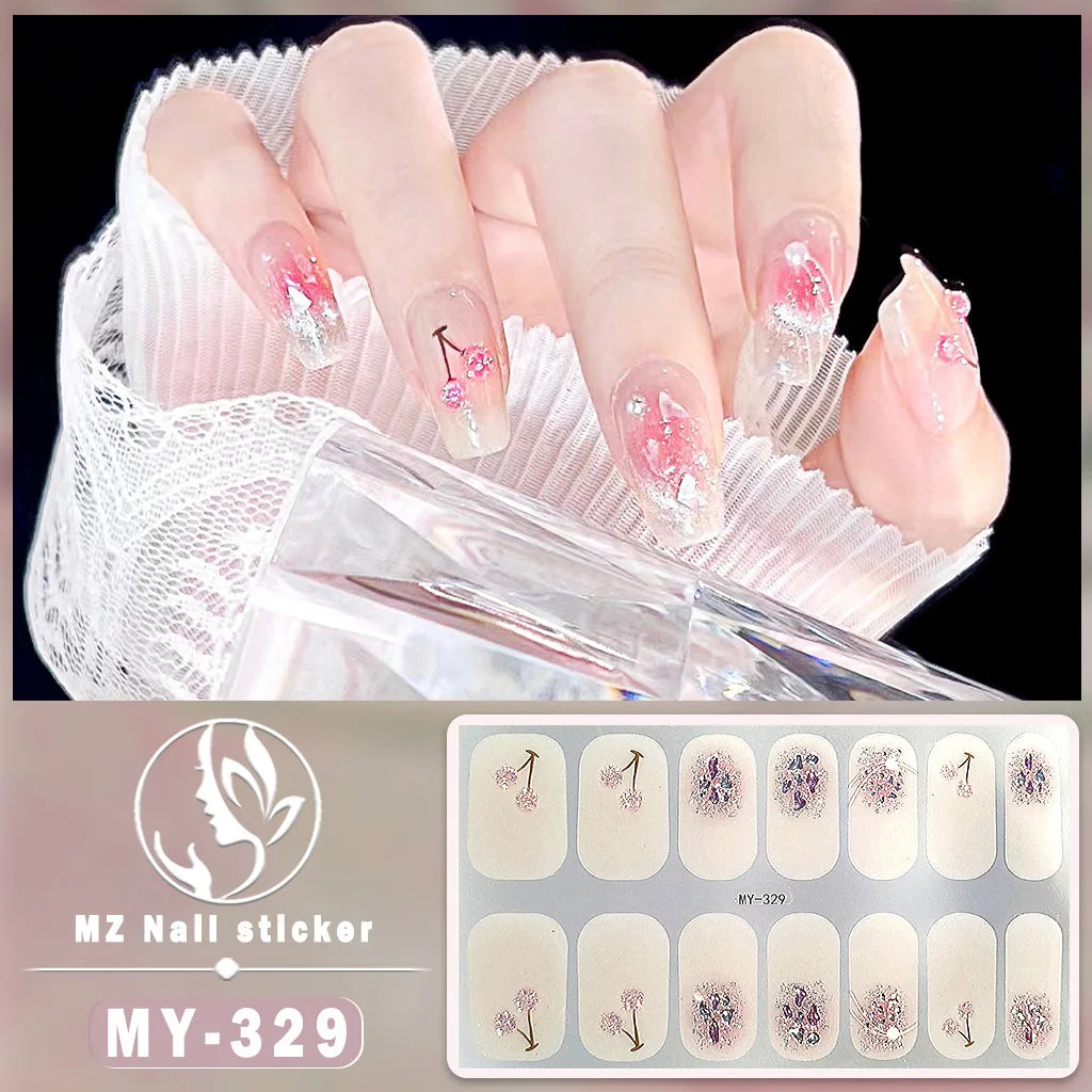 3D Flowers Gradient Color Adhesive Gel Nail Stickers