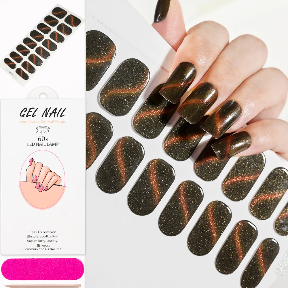 Cat Eye Effect Semi-Cured Gel Nail Wraps