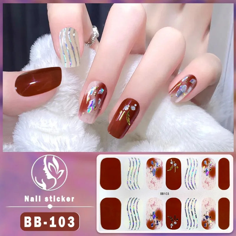 3D Flowers Gradient Color Adhesive Gel Nail Stickers