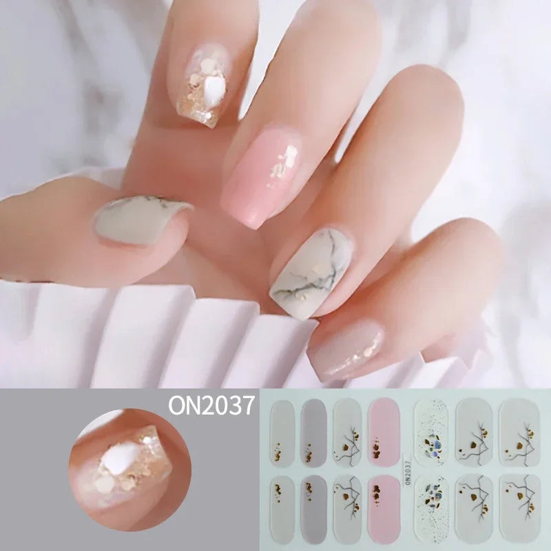 3D Flowers Gradient Color Adhesive Gel Nail Stickers