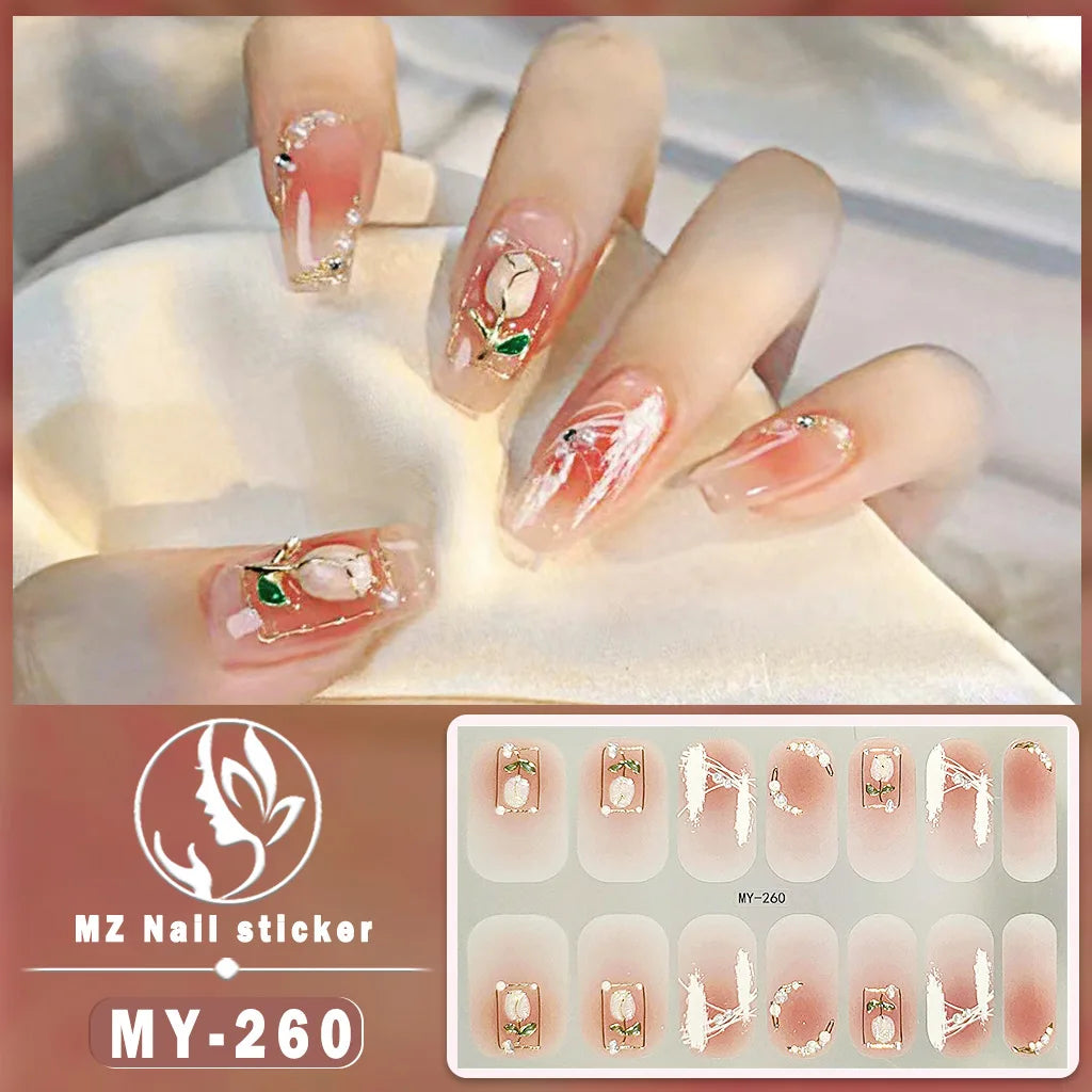 3D Flowers Gradient Color Adhesive Gel Nail Stickers
