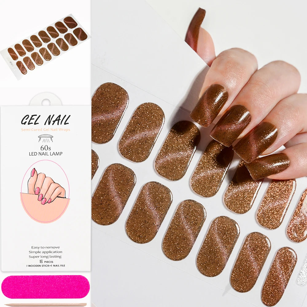 Cat Eye Effect Semi-Cured Gel Nail Wraps