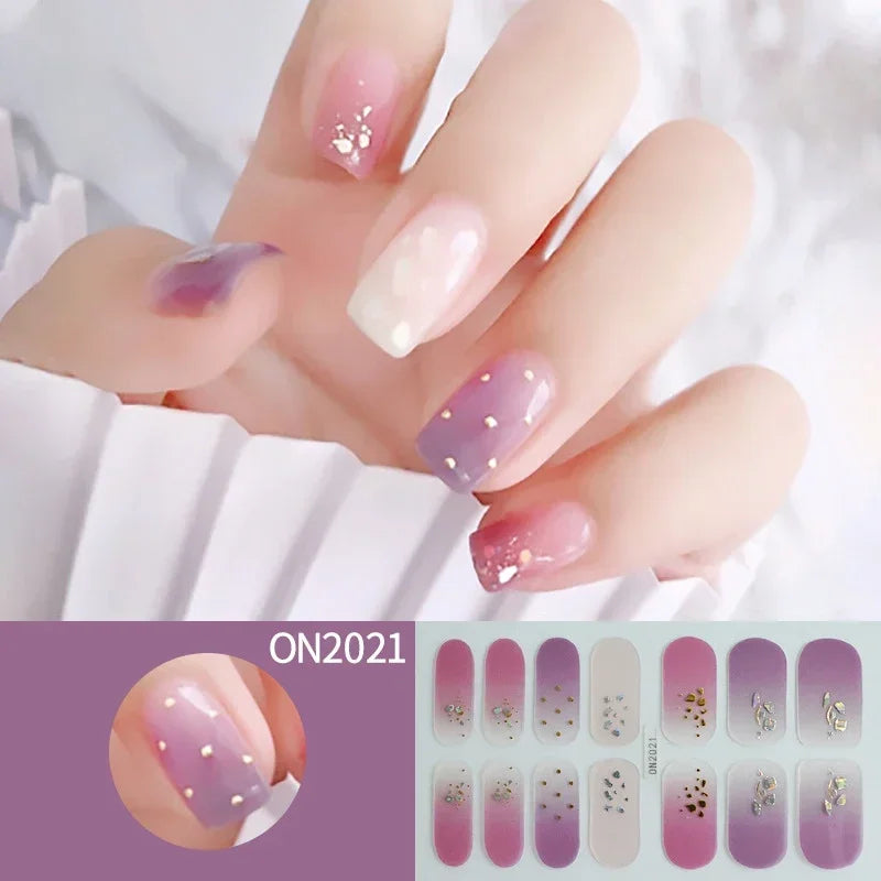 3D Flowers Gradient Color Adhesive Gel Nail Stickers