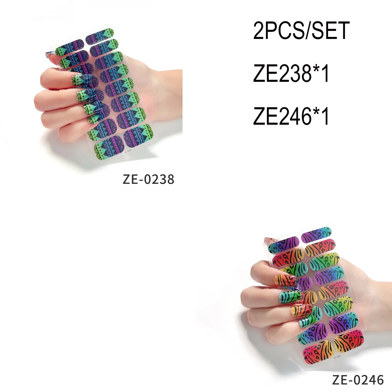 14Tips DIY Glitter Bake Free Gel Nail Stickers Stripe