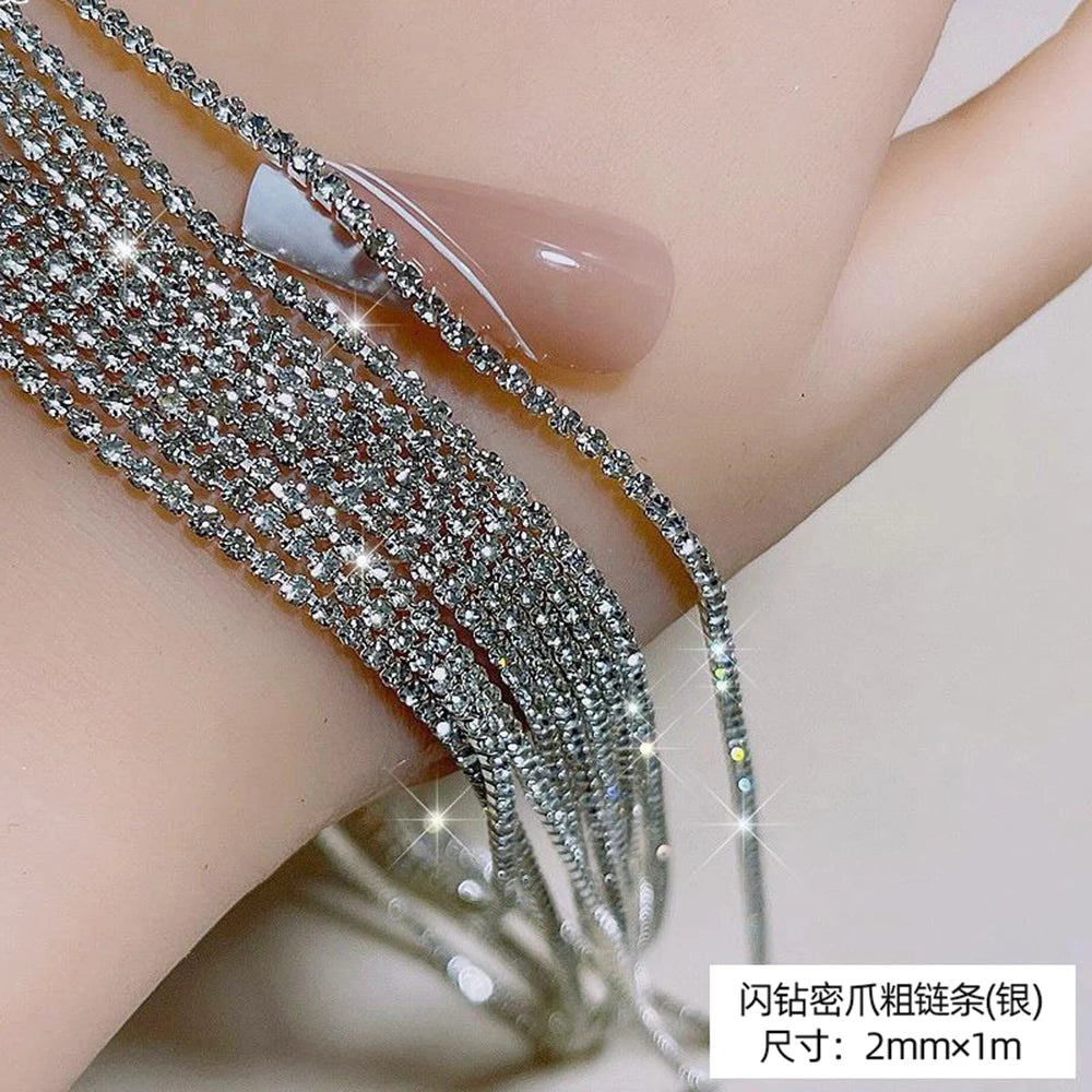 100/50cm Long Luxury Crystal Chain Nail