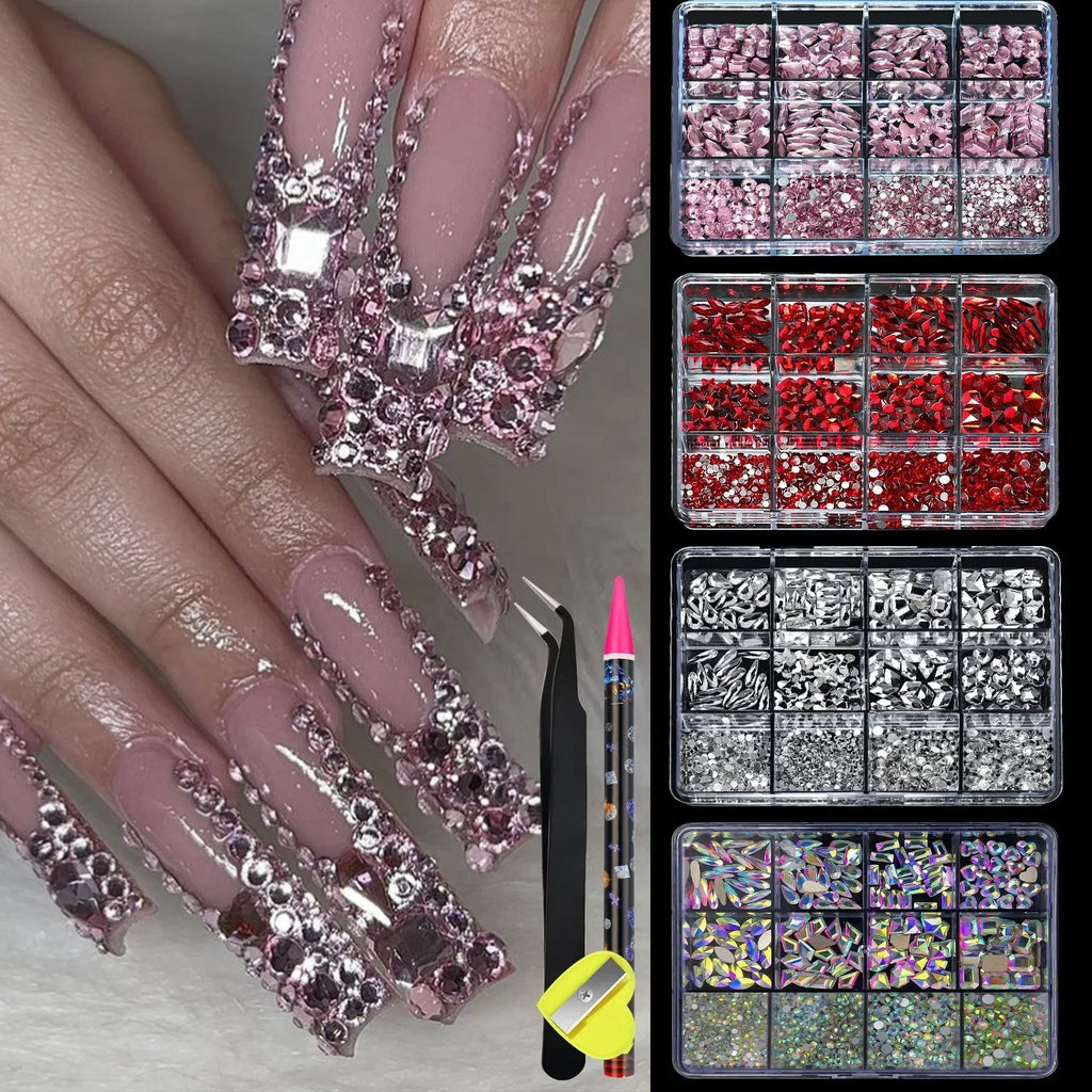 12Grids Flat Bottom Rhinstones For Nails