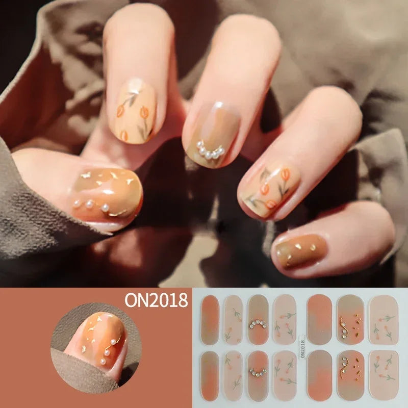 3D Flowers Gradient Color Adhesive Gel Nail Stickers