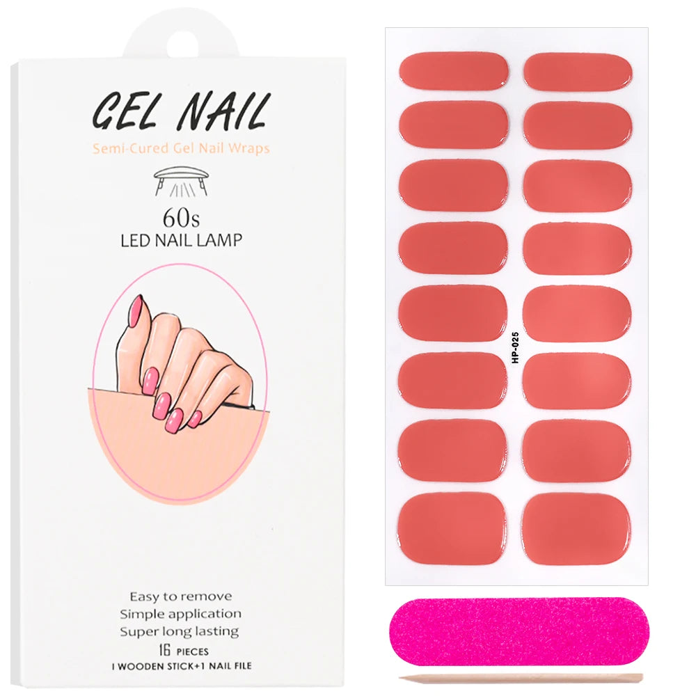 Red Semi Cured Gel Nail Stickers