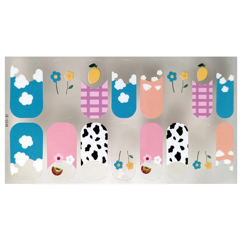 14Tips DIY Glitter Bake Free Gel Nail Stickers Stripe