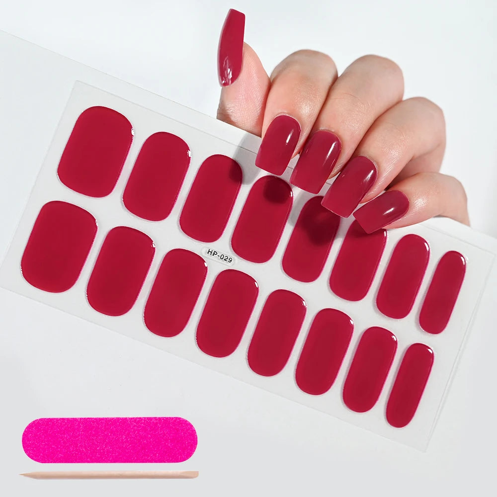 Red Semi Cured Gel Nail Stickers