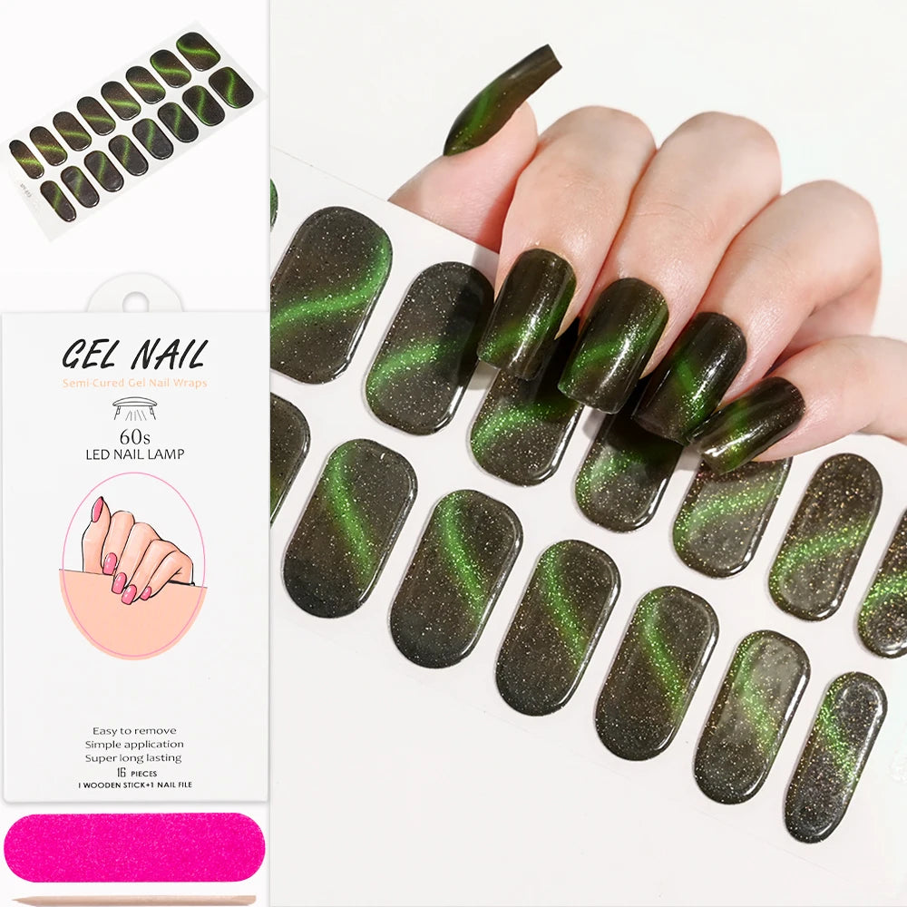 Cat Eye Effect Semi-Cured Gel Nail Wraps