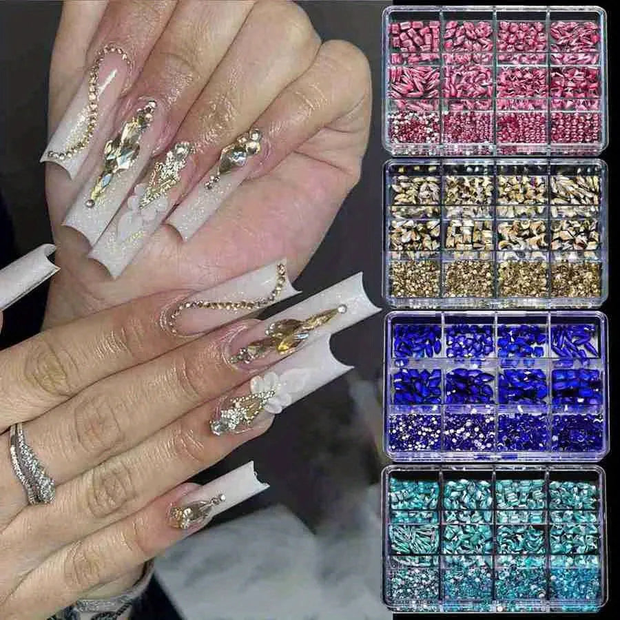 12 Grid/Box 3D Nail Gems