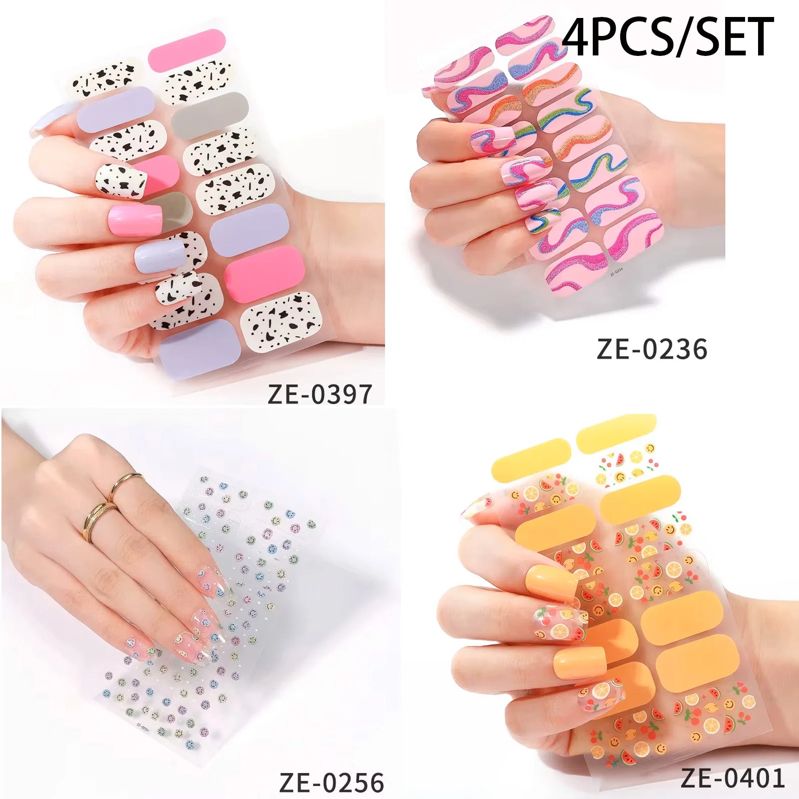 14Tips DIY Glitter Bake Free Gel Nail Stickers Stripe