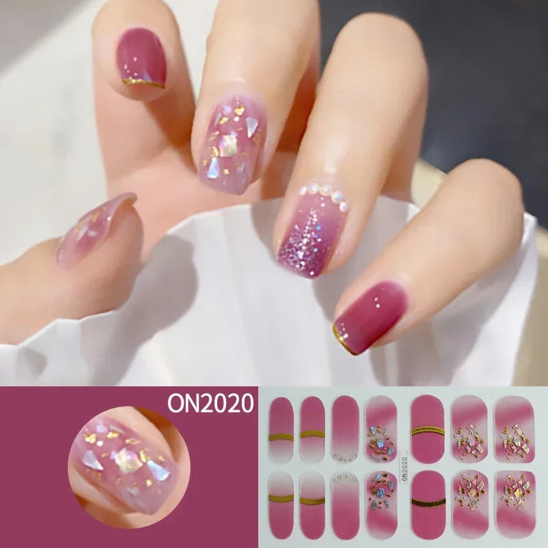 3D Flowers Gradient Color Adhesive Gel Nail Stickers
