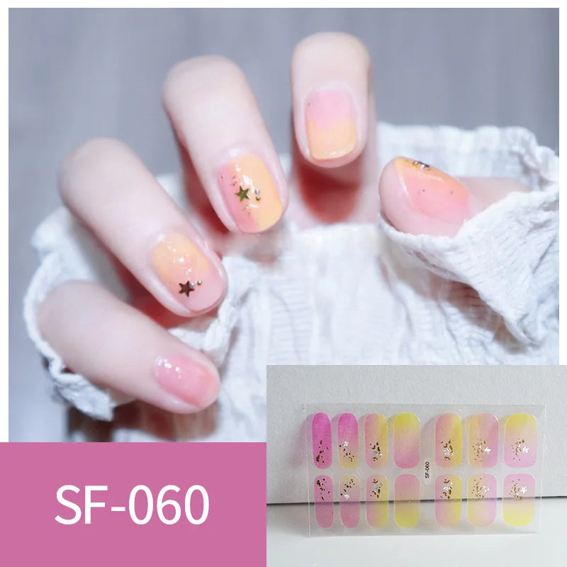 3D Flowers Gradient Color Adhesive Gel Nail Stickers