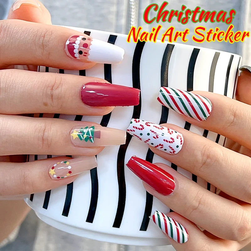 Red Green Snowflake Christmas Nail Sticker