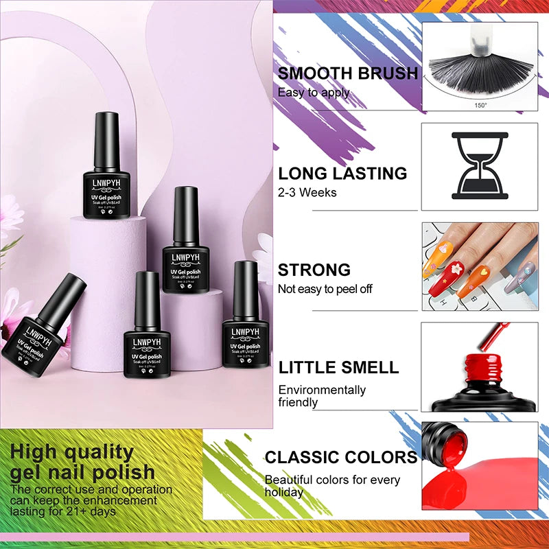 Gel Nail Polish Kit Manicure Art Decorations Set