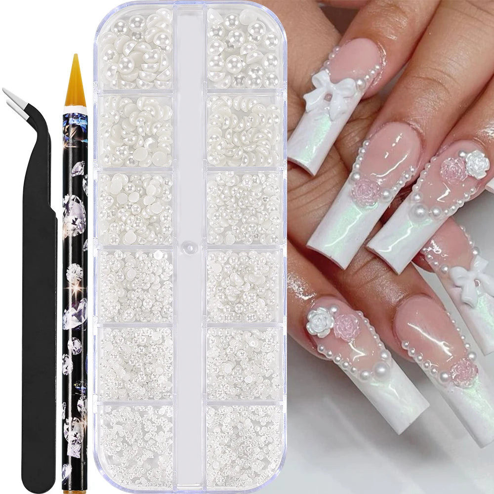 12Grids Mixed-Shape Crystal Nail