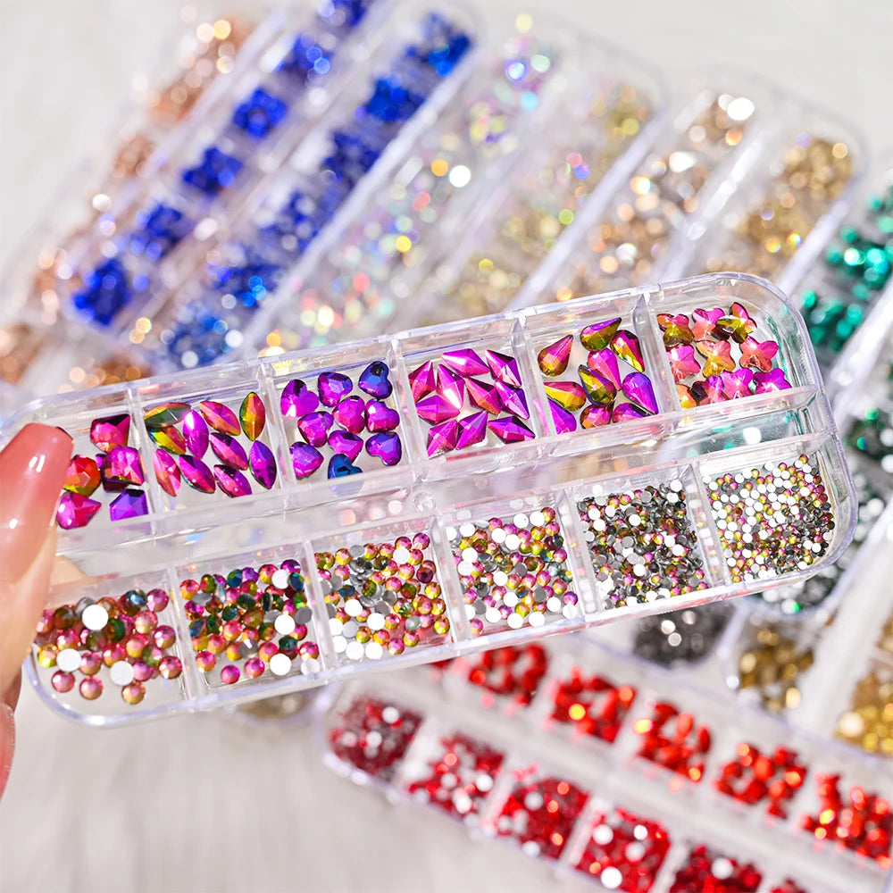 12Grids Mixed-Shape Crystal Nail