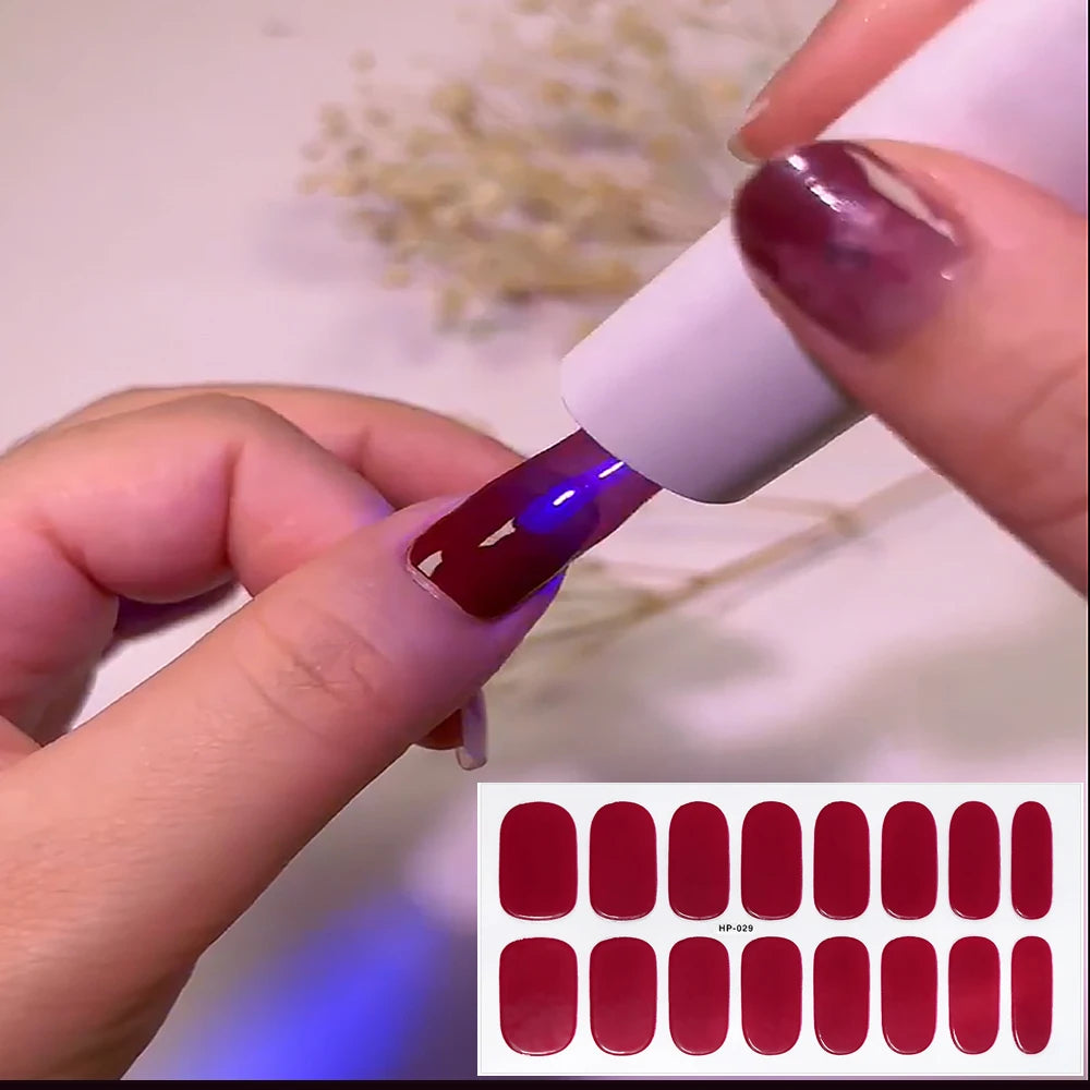Red Semi Cured Gel Nail Stickers