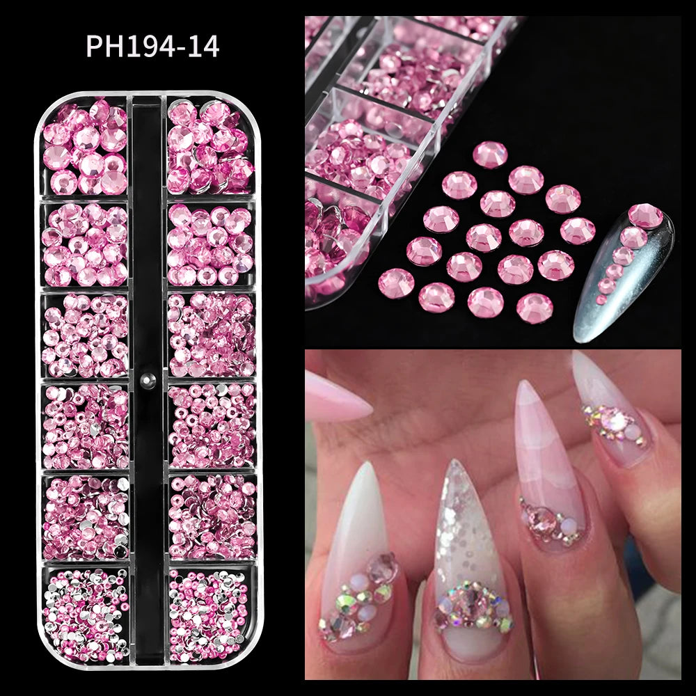 12Grids Mixed-Shape Crystal Nail