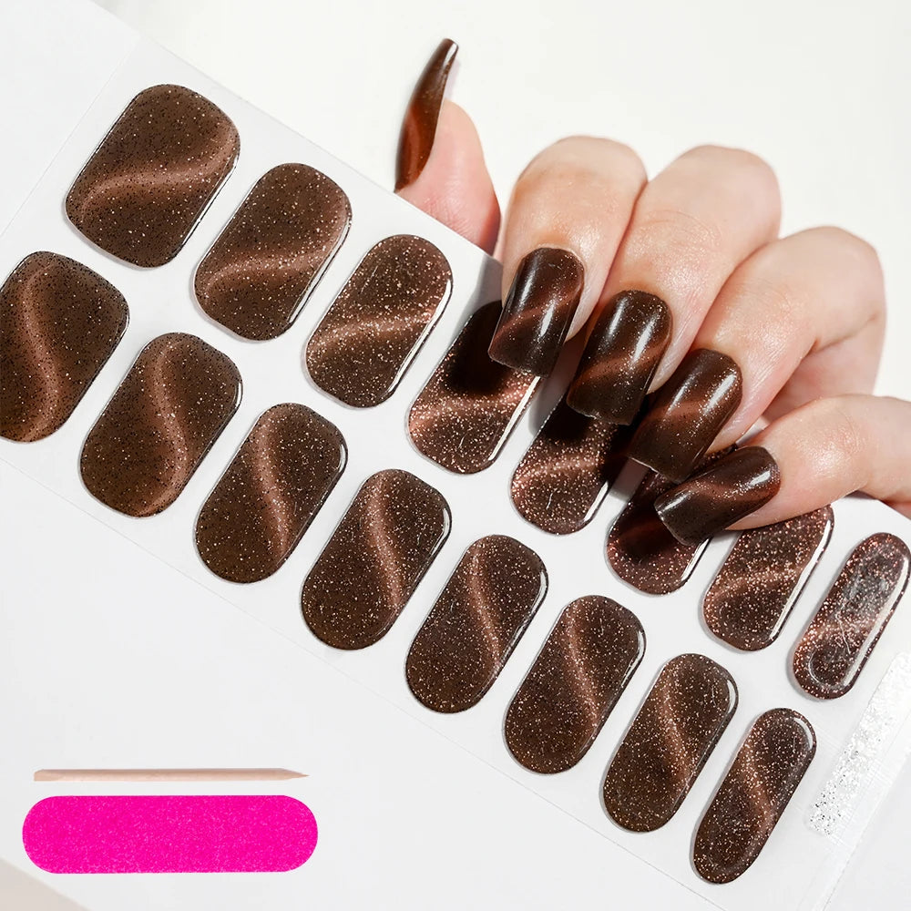 Cat Eye Effect Semi-Cured Gel Nail Wraps
