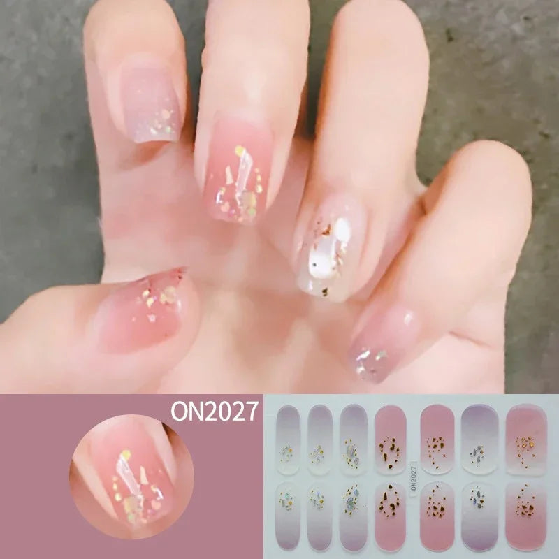 3D Flowers Gradient Color Adhesive Gel Nail Stickers