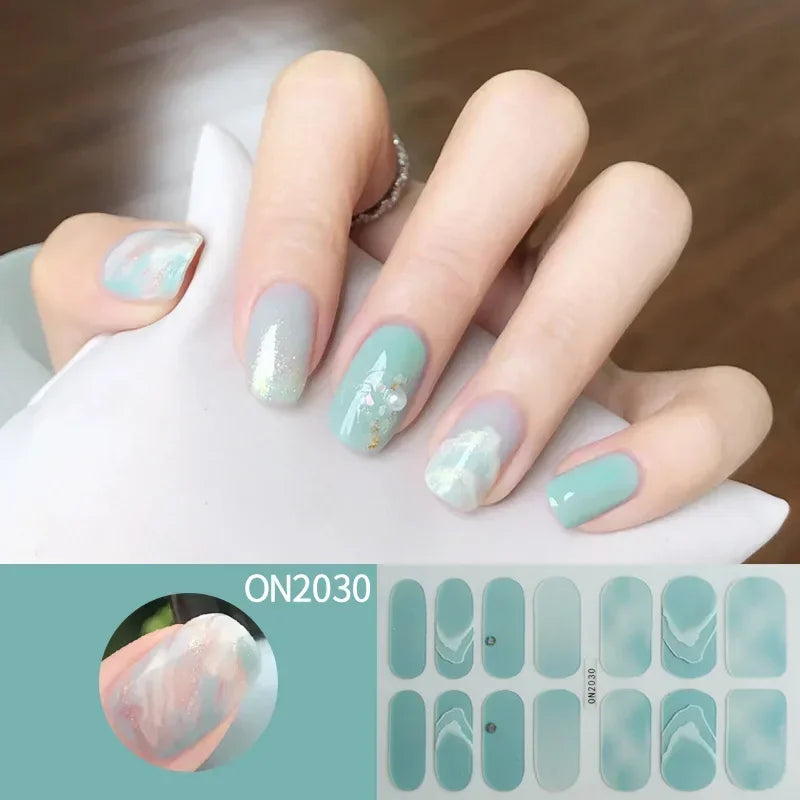 3D Flowers Gradient Color Adhesive Gel Nail Stickers