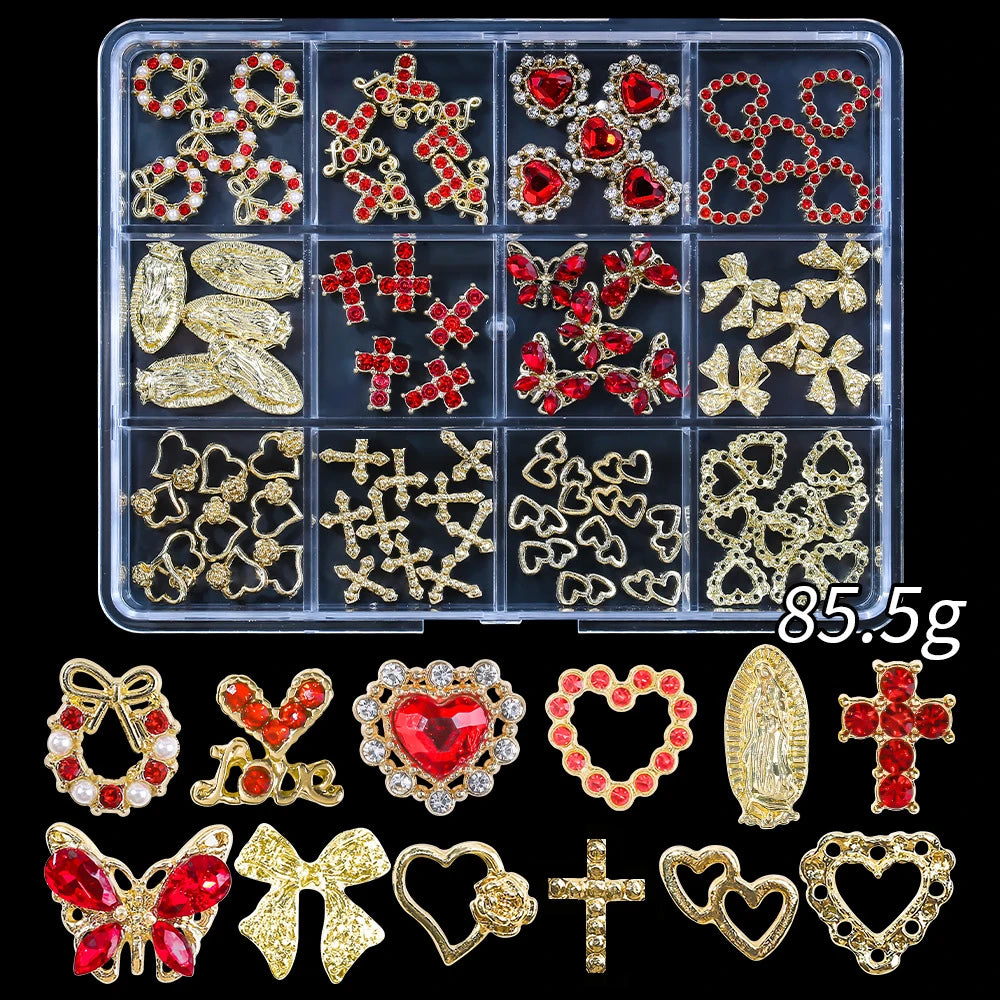 120pcs/box 3D Gold Bow Butterfly Nail