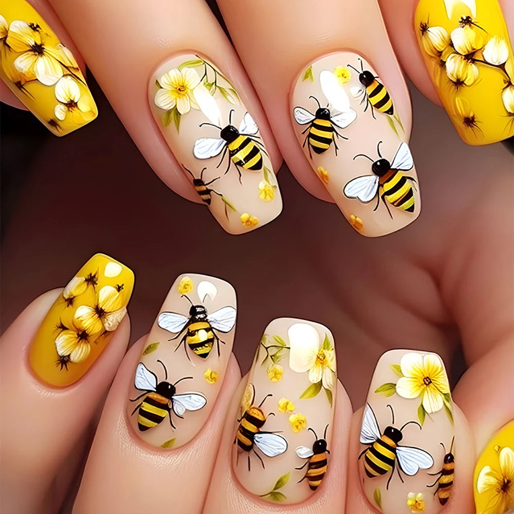 24pcs/set Short Medium fake nails