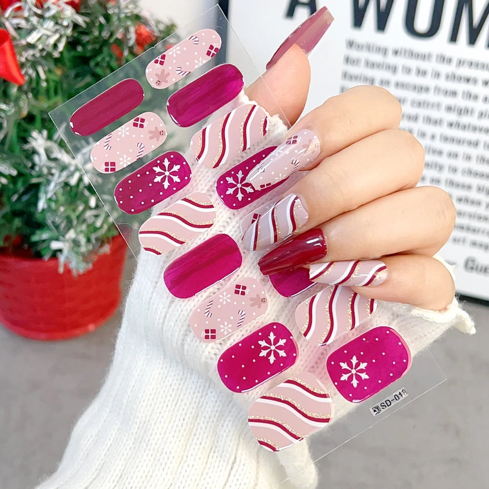 Red Green Snowflake Christmas Nail Sticker