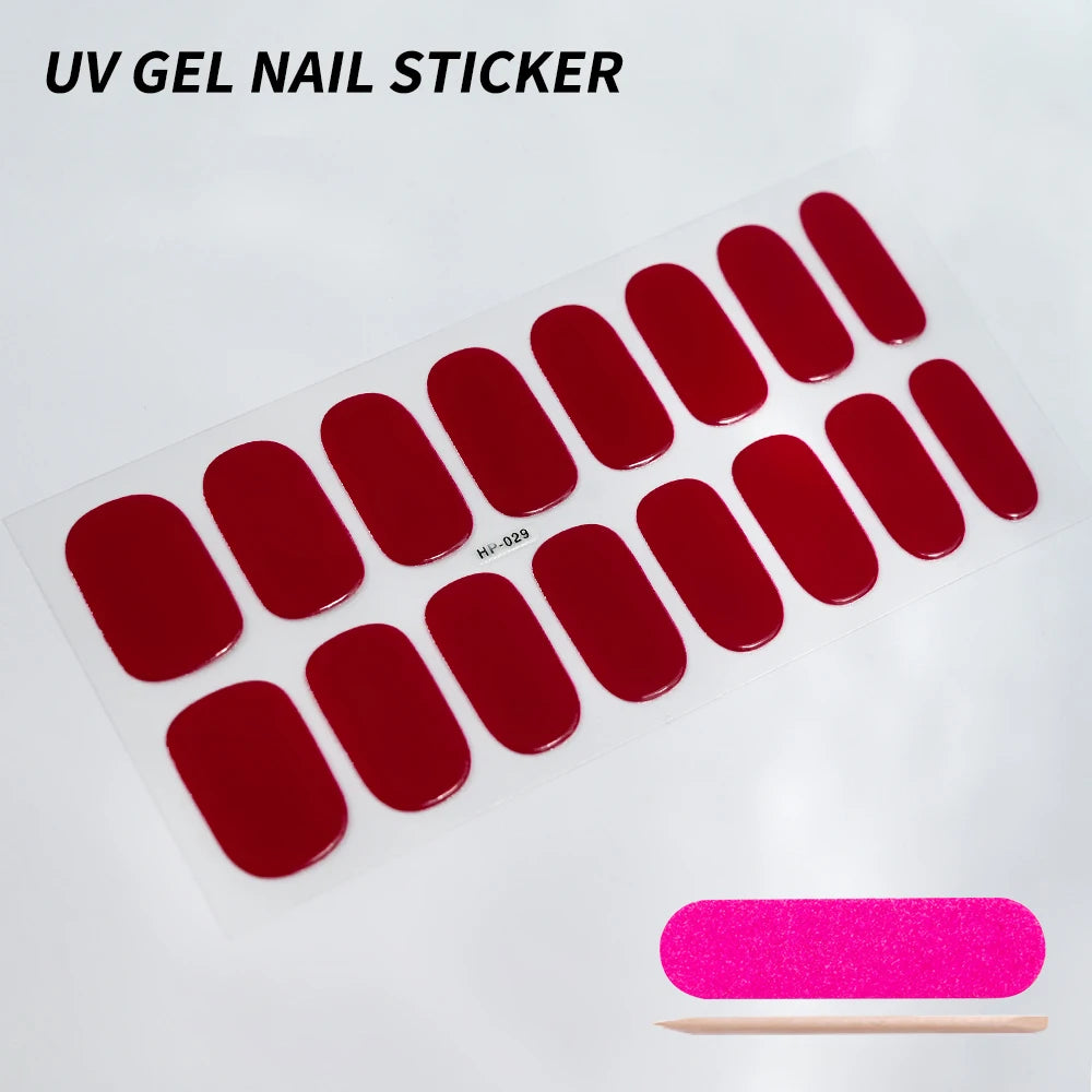 Red Semi Cured Gel Nail Stickers