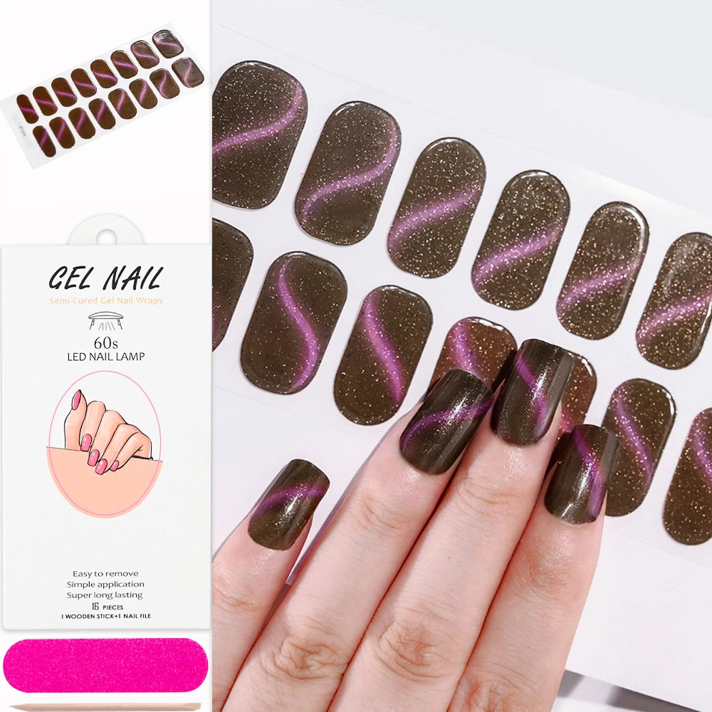 Cat Eye Effect Semi-Cured Gel Nail Wraps
