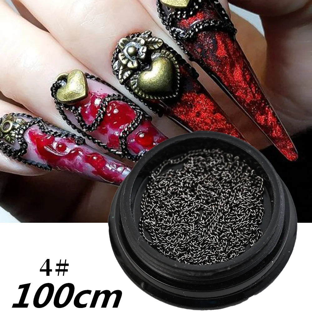 100/50cm Long Luxury Crystal Chain Nail