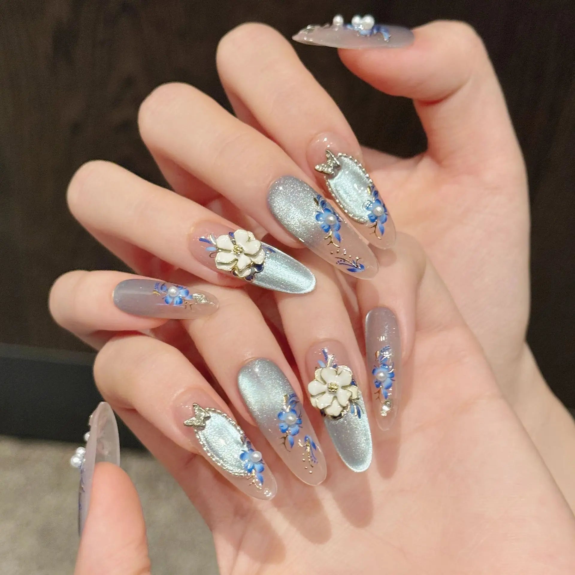 10pcs Pink Cat Eye False Nails