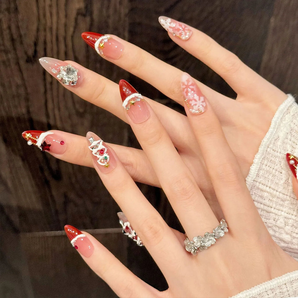 10PCS Christmas Handmade Fake Nails