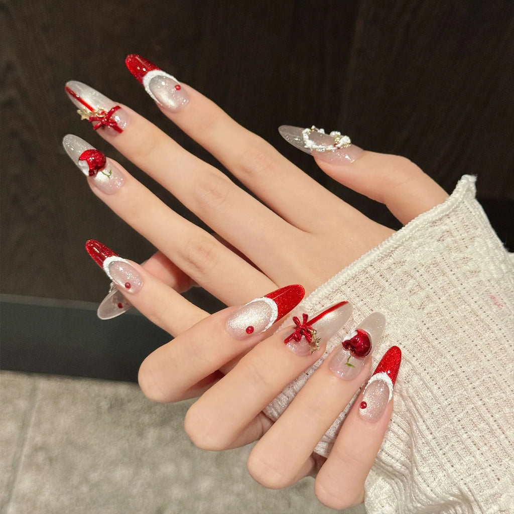 10PCS Christmas Handmade Fake Nails