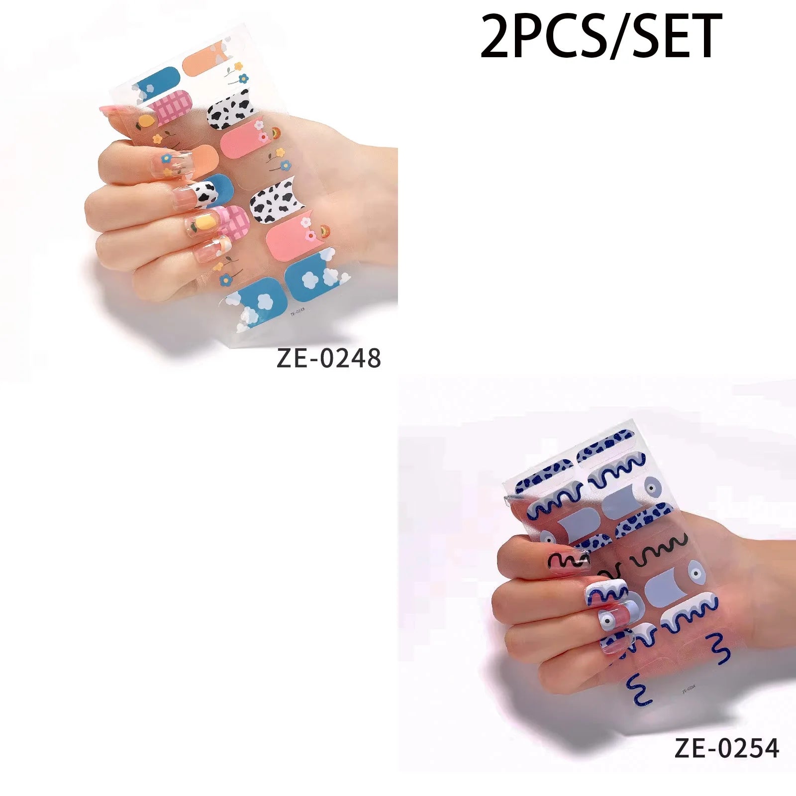 14Tips DIY Glitter Bake Free Gel Nail Stickers Stripe