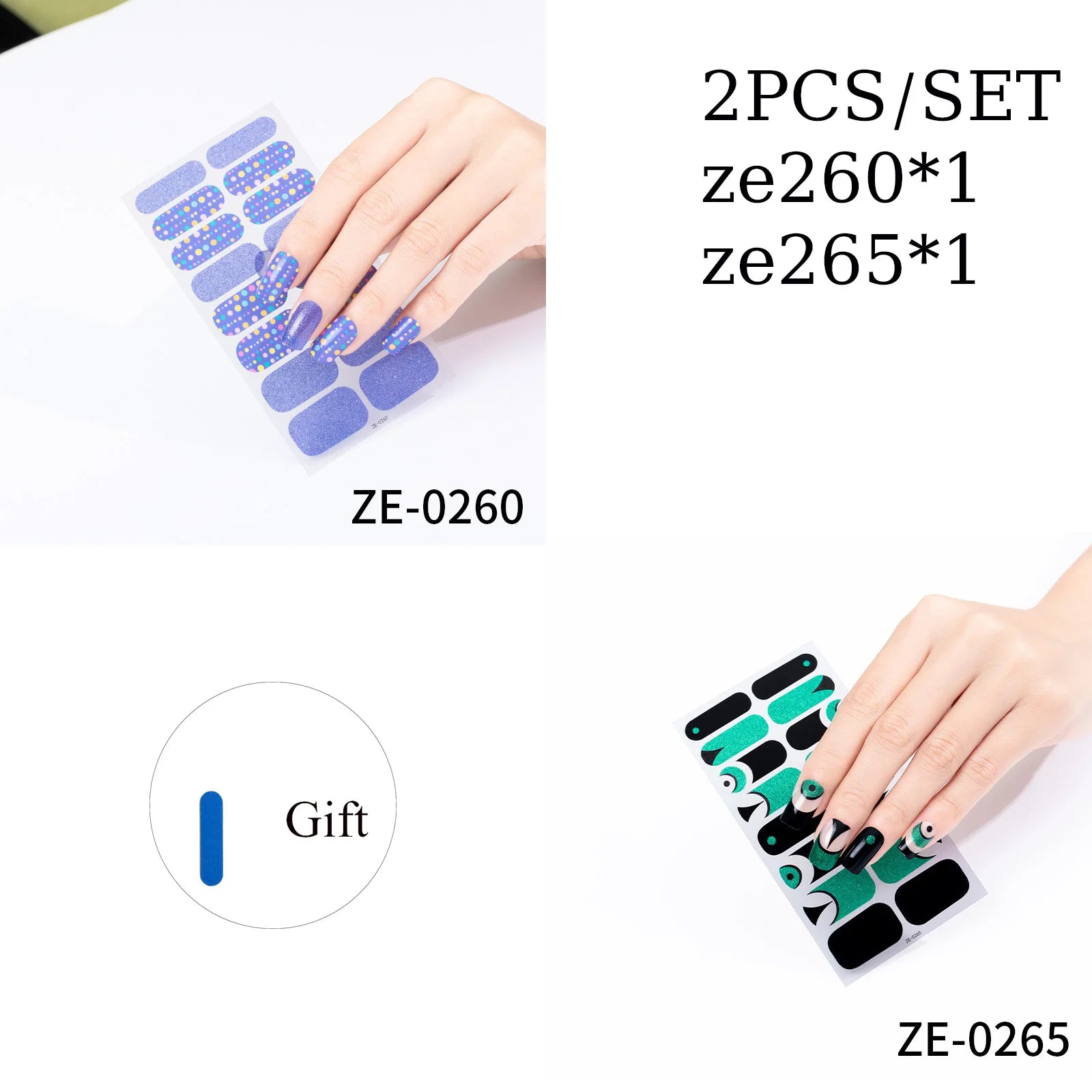 14Tips DIY Glitter Bake Free Gel Nail Stickers Stripe